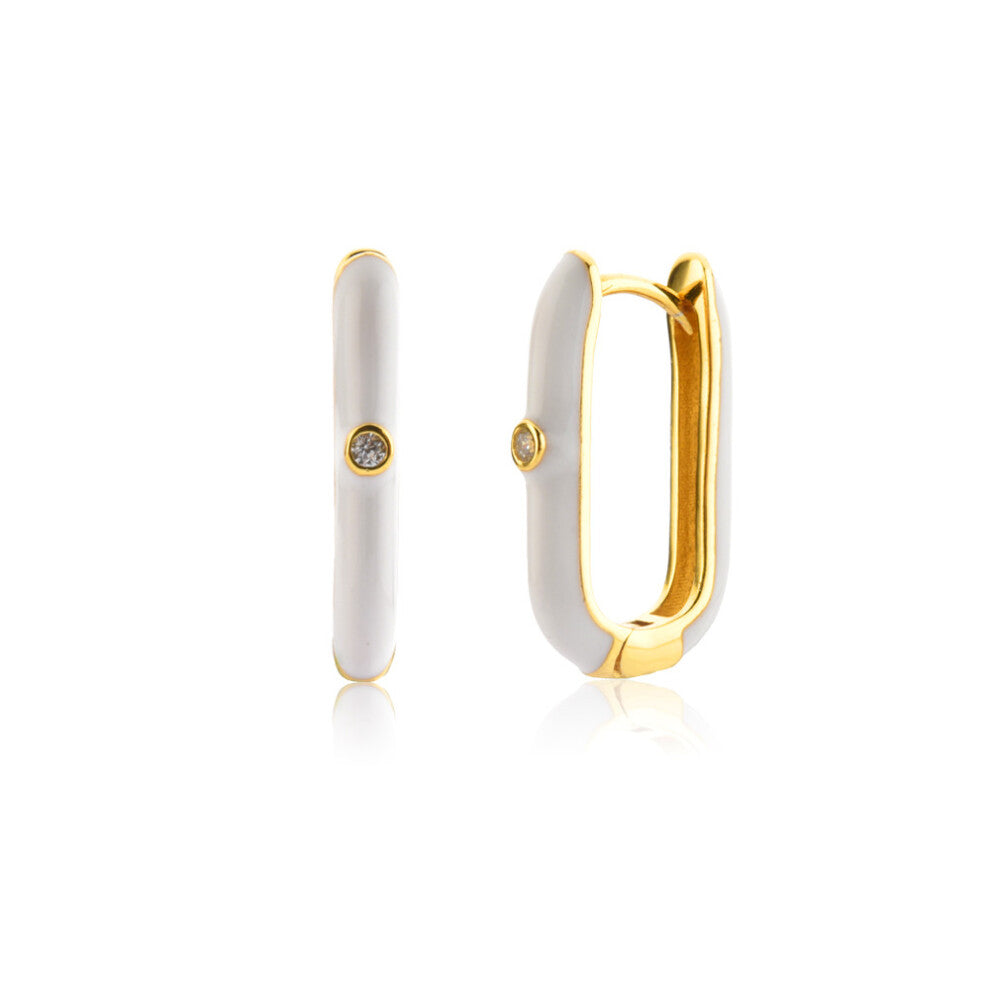 925 Sterling Silver Colorful Rainbow Oval Hoops Piercing Earring Circle Fine Jewelry Clips Party