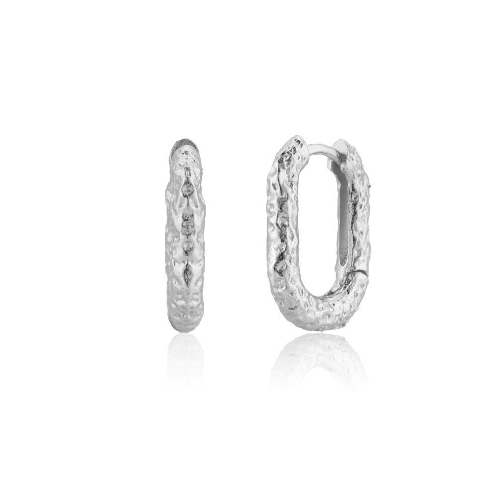 Kikichicc 925 Sterling Silver Irregular Geometric Oval Hoops Plain Women Fine Jewelry Piercing