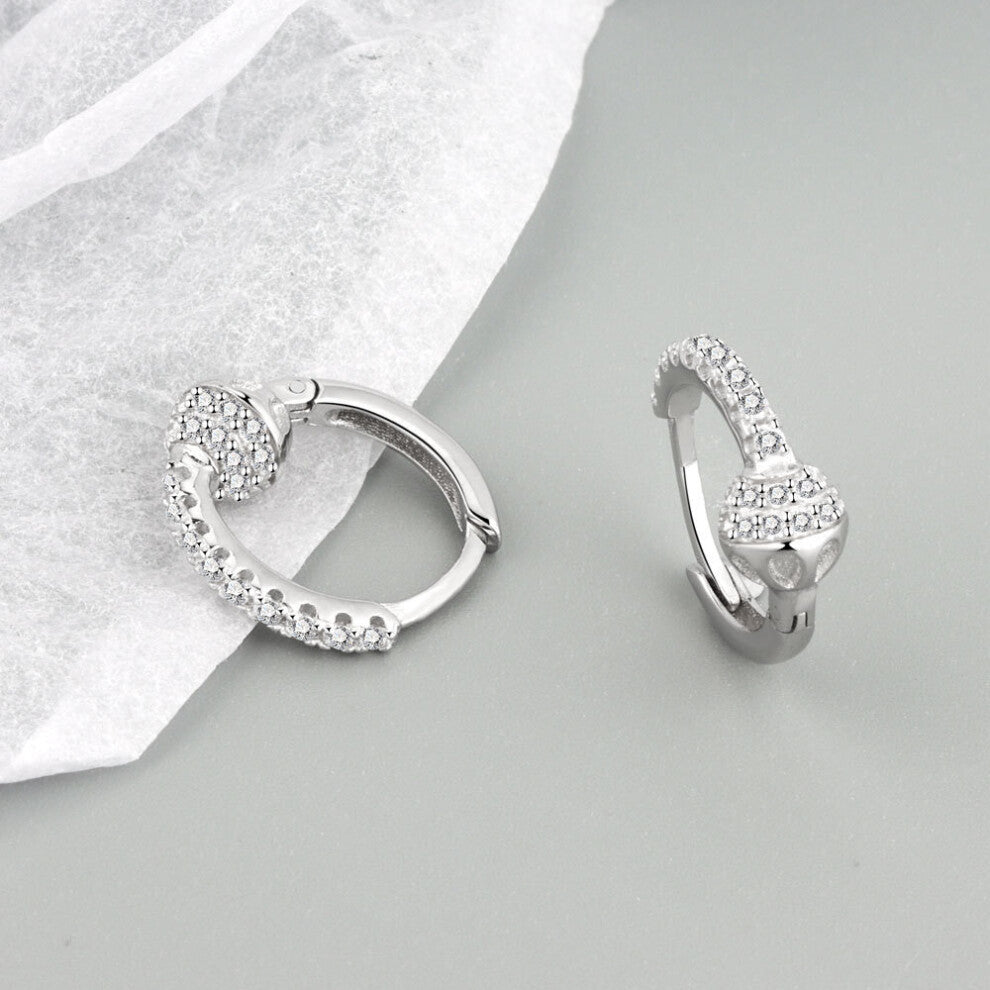 9D25 Sterling Silver Beads Zircon Hoops Piercing Loop Earring Women Clear CZ Clips Classic Women Wedding Jewelry