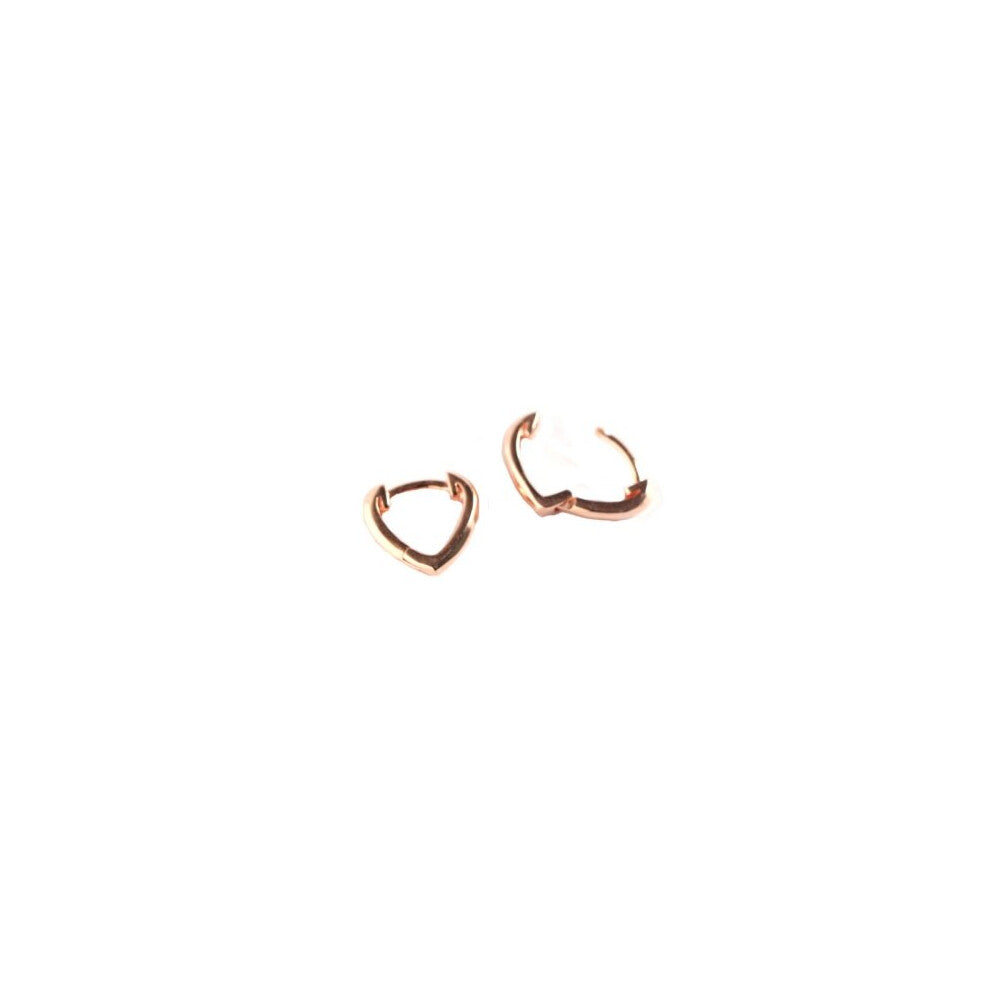 13mm V-shaped Love Heart Ear Buckle Geometric Small Huggie Cartilage Earring Rose Over 925 Sterling Silver Hoops