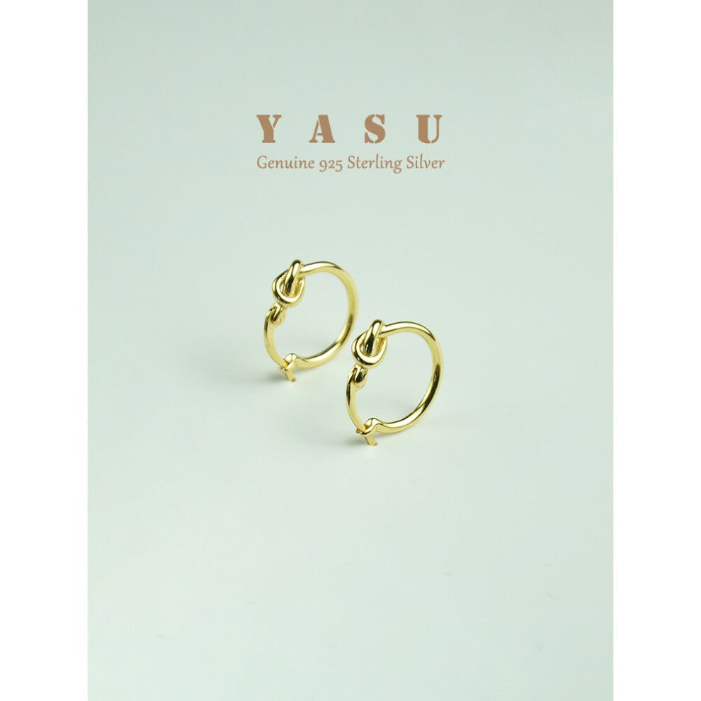 Yasu 925 Sterling Silver Earrings For Women 14K Plated Knot Hoops Creative Fine Party Jewelry Accessories
