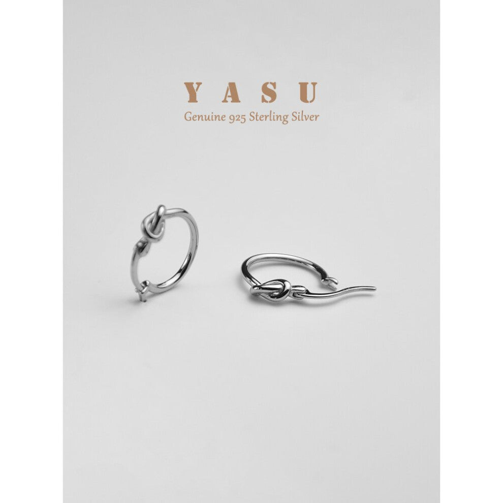 Yasu 925 Sterling Silver Earrings For Women 14K Plated Knot Hoops Creative Fine Party Jewelry Accessories
