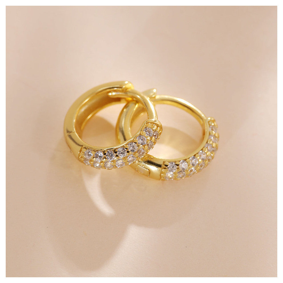 925 Sterling Silver Plated 18K Huggie Earrings with Zircon for Women Ear Cartilage Hoops Earrings Piercing Jewelry