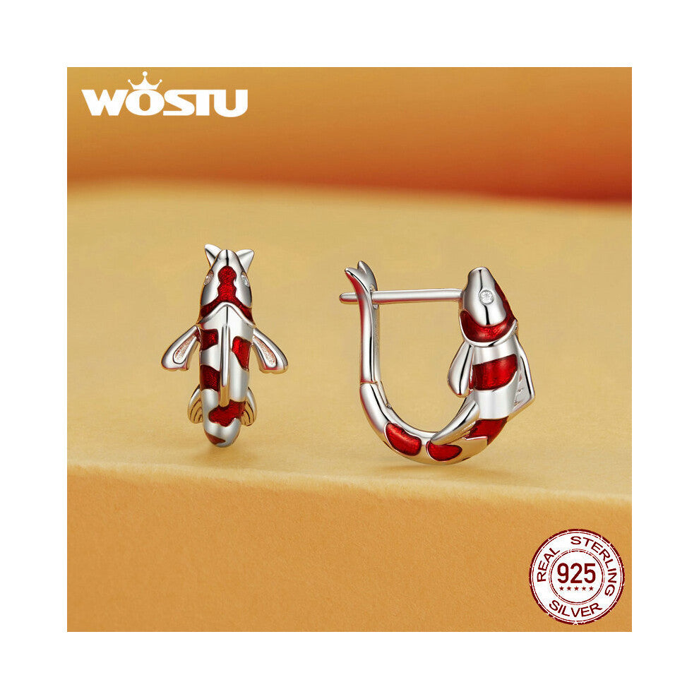925 Sterling Silve Enamel Lucky Carp Ear Clips Ear Hoops for Women Fine Jewelry Birthday Party Gift