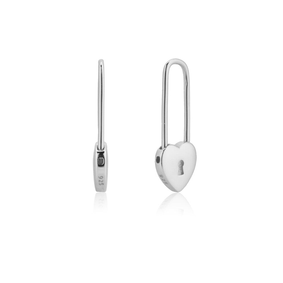 100% 925 Sterling Silver Heart Locker Square Hoops Circle Piercing Pendiente Women Jewelry