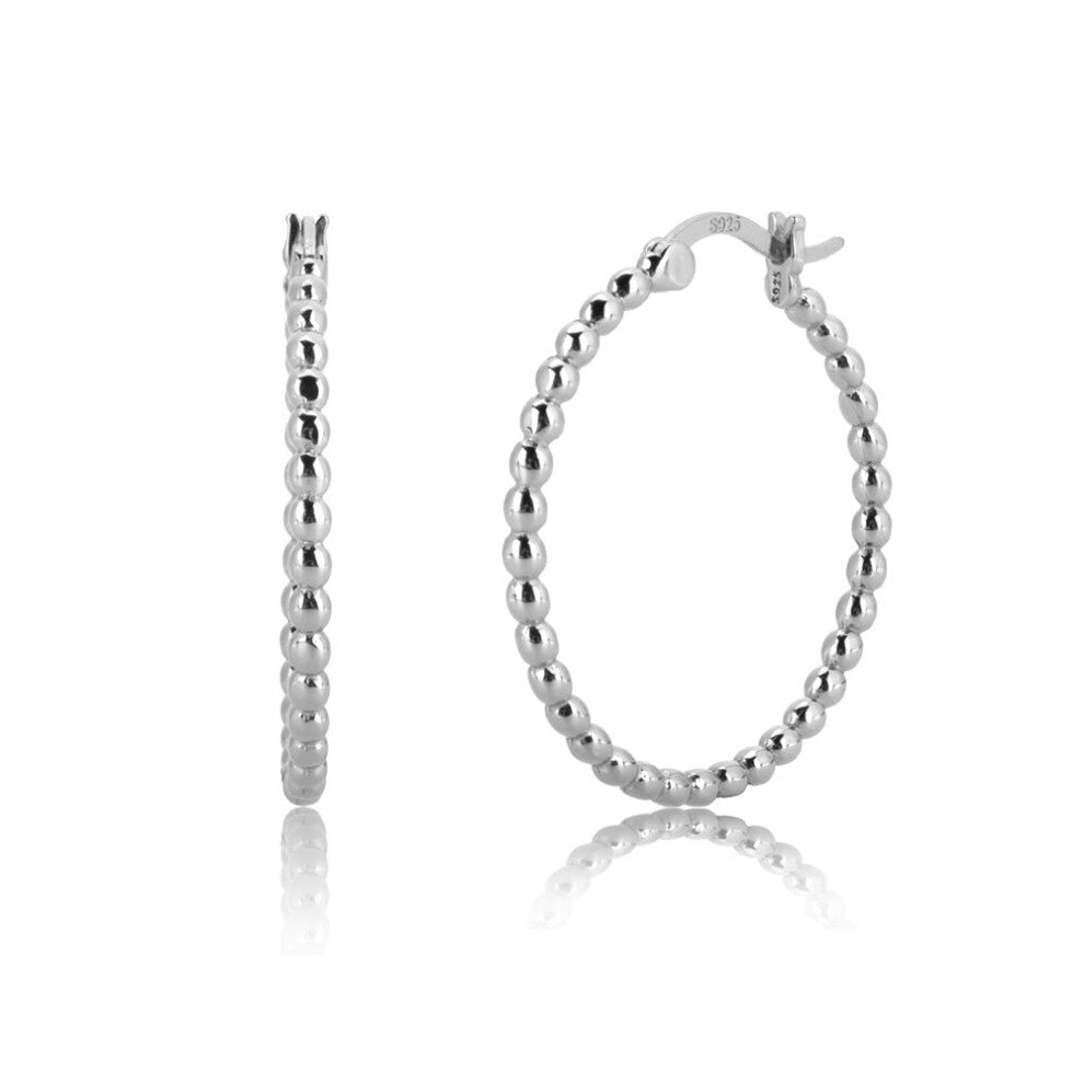 925 Sterling Silver 25mm Beads Hoops Rock Punk Piercing Loop Circle Earring Fine Jewelry Ohrringe Pendiente