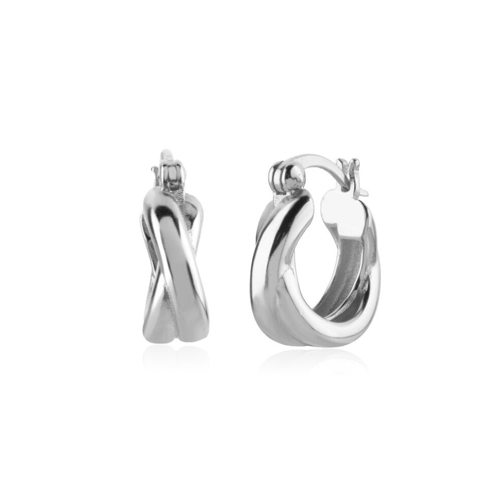 100% 925 Sterling Silver 6.4mm Thick Cross Tiny Hoops Women Jewelry Clips Pendientes Fine Jewels