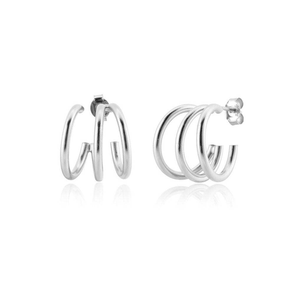 925 Sterling Silver 11.5mm Hollow Tripe Circle Hoops Women Loop Piercing Pendiente 11.5mm Jewelry Gift