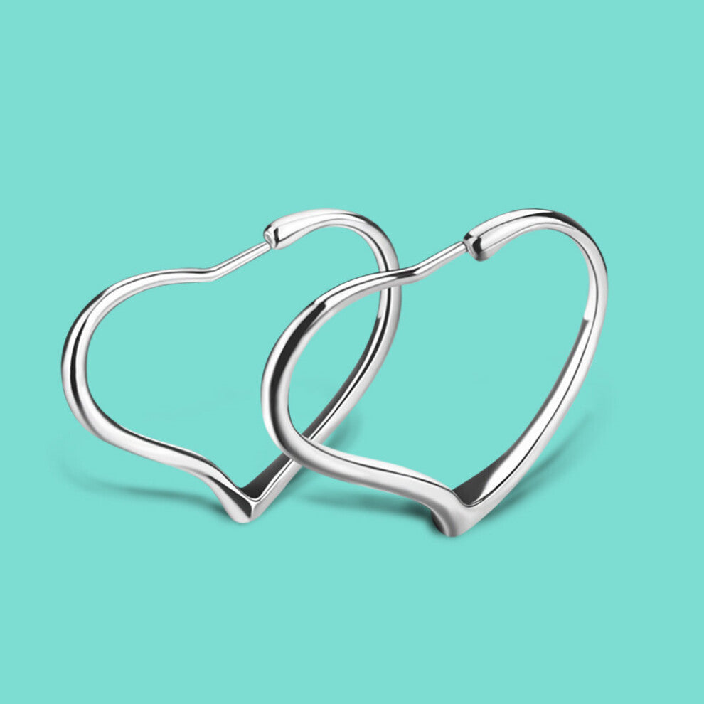 Women's 925 Silver Earrings-Temperament Fine Jewelry Heart Earrings-Original Solid Silver Accessories-Not Allergic