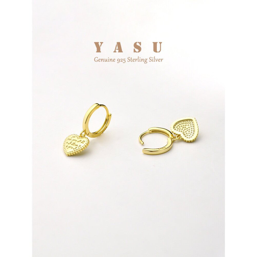 Yasu 925 Sterling Silver 14k Plating Heart Hoops For Women Hanging Earrings Engagement Jewelry Accessories