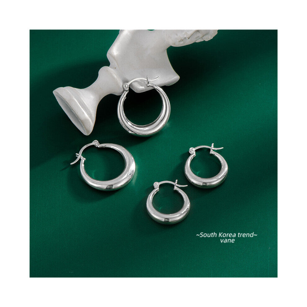 925 Sterling Silver Classic Thick Hoop Earrings Vintage Jewelry for Women Hypoallergenic Hoops