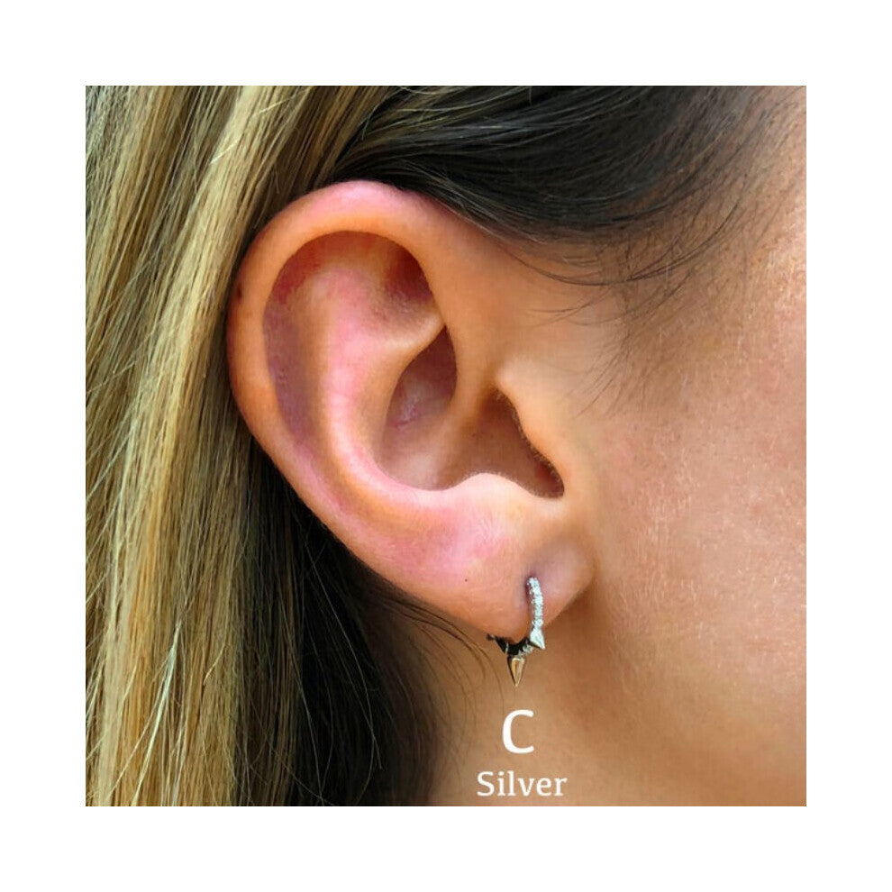 Spike Hoop Earrings Women 925 Sterling Silver Set Of 3 Small Hoops Tiny Zircon Earring Huggie Fine Jewelry Brinco