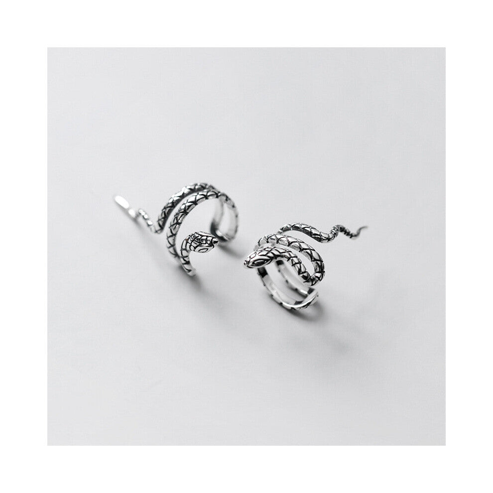 Real 925 Sterling Silver Thai Sweet Snake Ear Cuffs For Women Wedding Without Piercing Earrings Punk Jewelry Pendientes