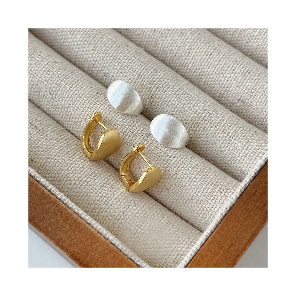 925 Sterling Silver Half-arc Brushed Grain Pattern Clip On Earrings Minimalist Earring Hypoallergenic Jewelry for Women