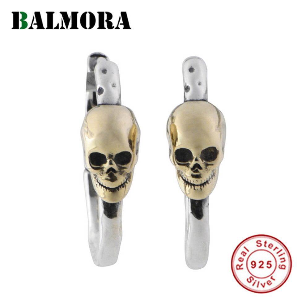 S925 Sterling Silver Retro Skeleton Earring For Women Men Vingeta Earrings Hoops Dangler Daily Jewelry Gift