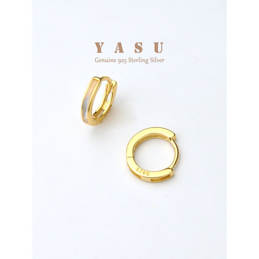 925 Silver Small Hoop Earrings for Women French Delicate Shell Hoops 14K Plated Fine Jewelry Accessories