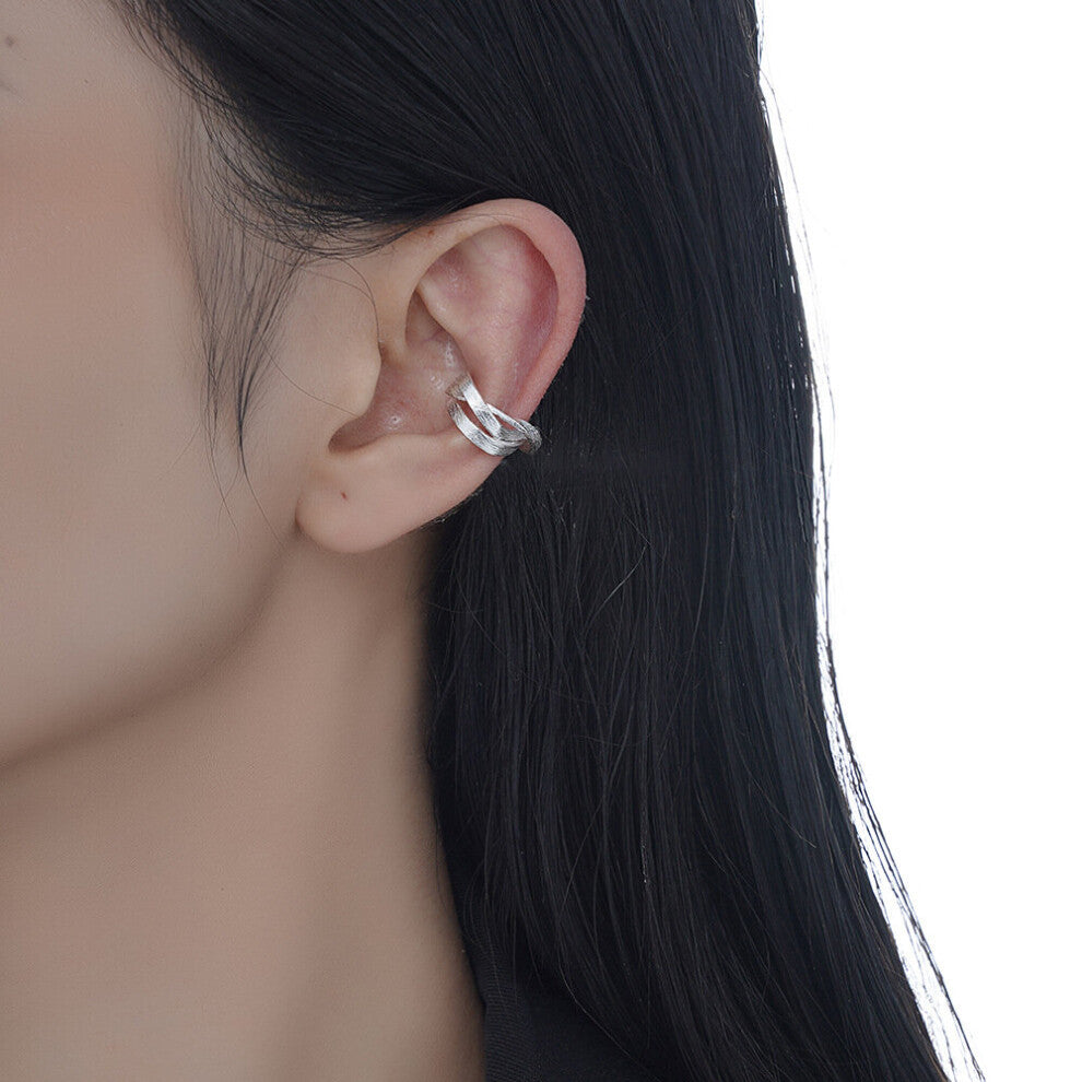 1pc Real 925 Sterling Silver Geometric Hollow Twisted Ear Cuffs No Piercing Cartilage Earrings Fine Jewelry for Women
