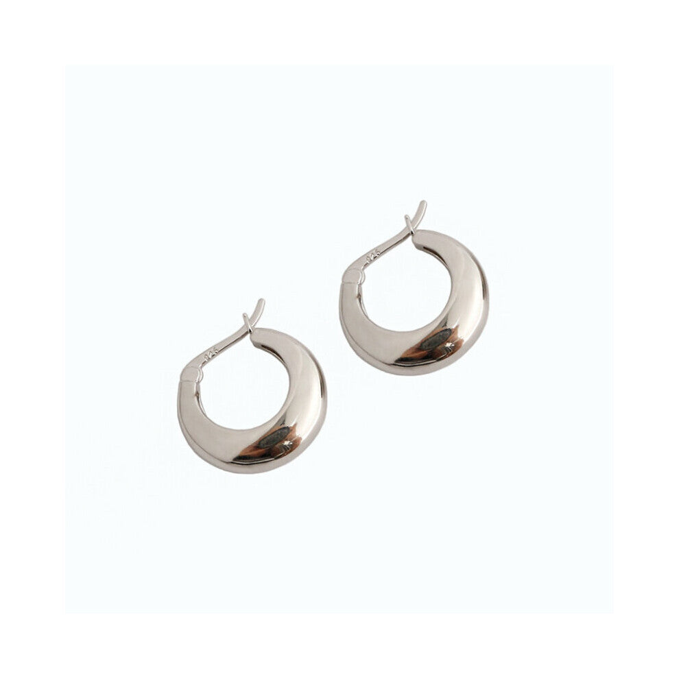 F.I.N.S Real 925 Sterling Silver Earrings Hoops Arc-Shaped Round Circle Earrings Geometry Fine Jewelry