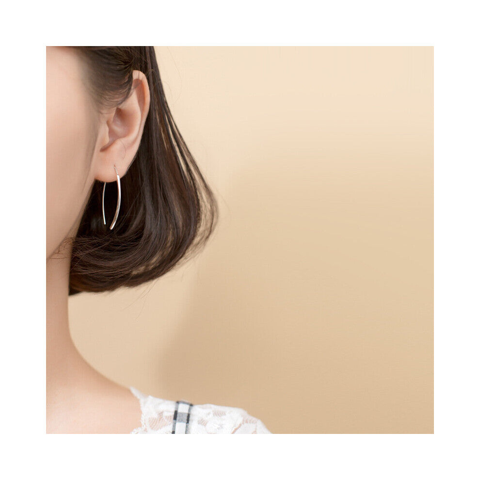 minimalist 1pair Real. solid 925 sterling silver jewelry glossy ?U? hook ear earrings charm GTLE2746