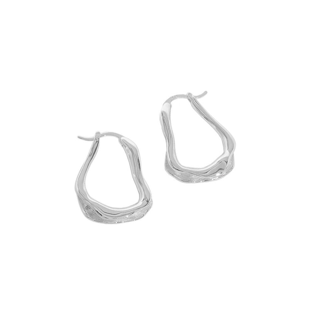 F.I.N.S Irregular Wave 100% S925 Sterling Silver Earrings Geometric Glossy Uneven Surface Hoops