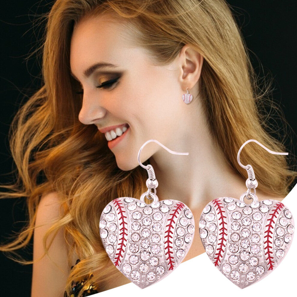 Vacation Earrings for Women Diamond Heart Shape Softball Baseball Earrings Female Gild Hoops