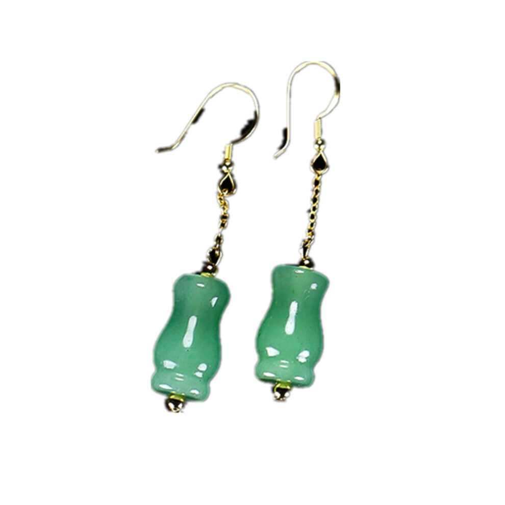 14K Gold-clad Vase Natural A Jade Pendant Earrings Earrings, Suitable for Women and Girls, Hypoallergenic