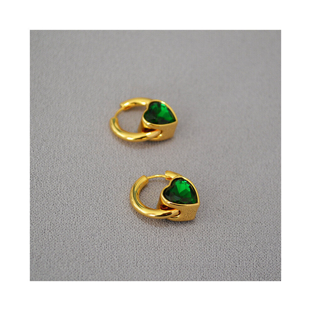 Delicate Gold-plated brass red green love contracted temperament female hoop earrings small hoops jewelry ear accessory