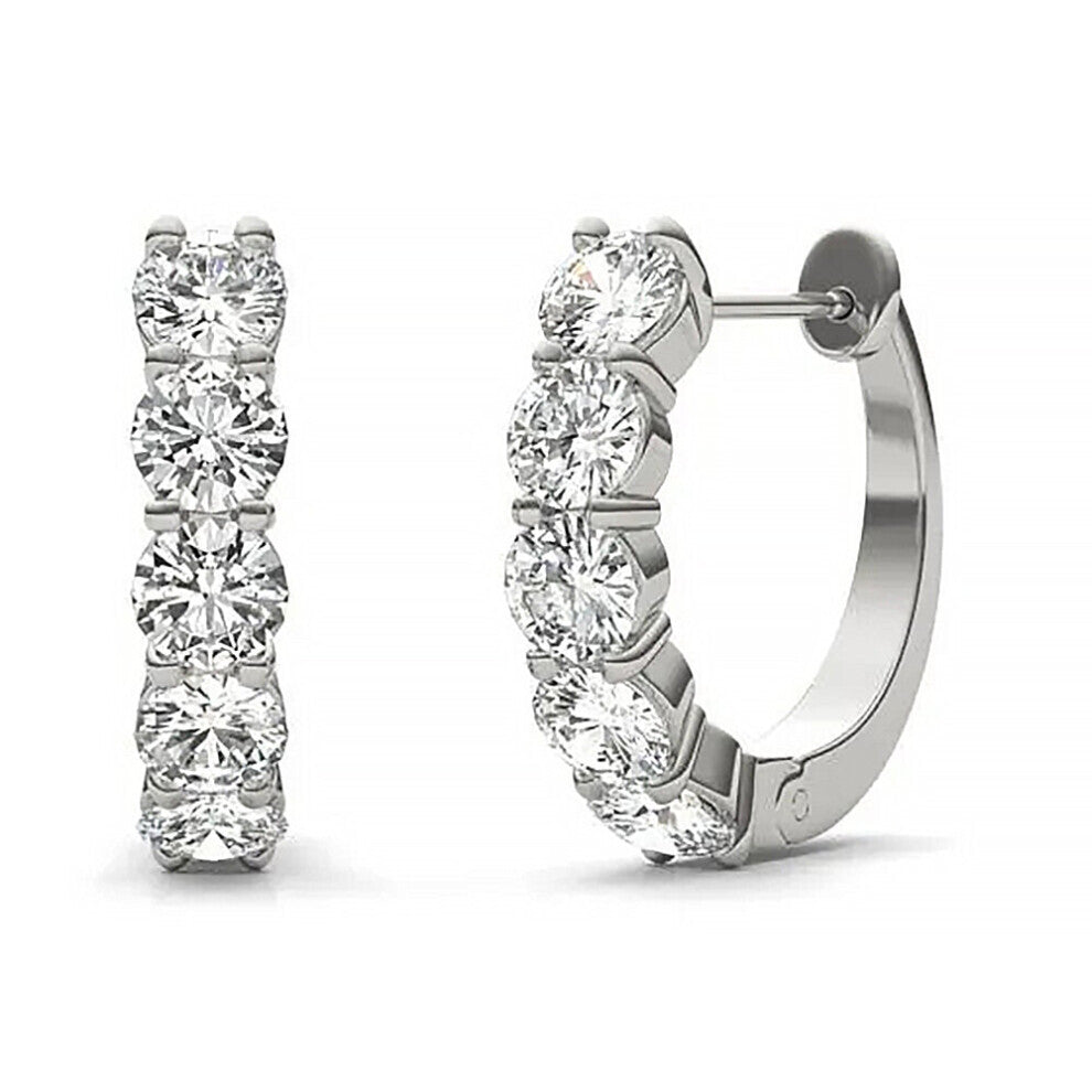 100% 925 Sterling Silver Real Moissanite Earring Hoops For Women Sparkling Wedding Party Fine Jewelry Gift 10mm Aros