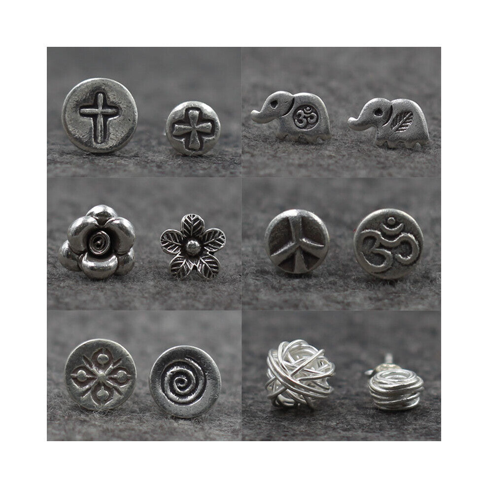 Mai hand Tremella nail small fresh elephant floret Sterling Silver S925 Earrings Ear grain safety 1 pair