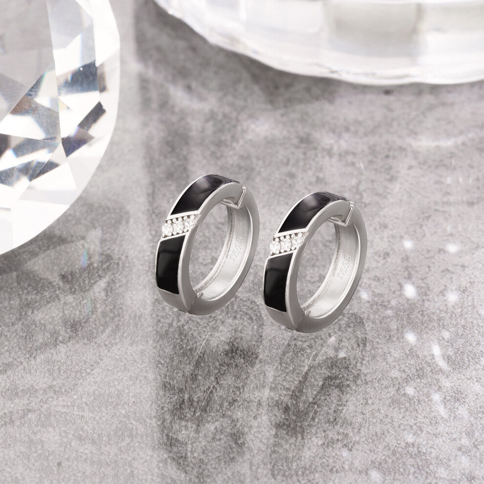 JEWE Men's Earrings Hypoallergenic 15MM 925 Sterling Silver Non-piercing Earrings Clip on Ear Clip Ear Cuffs for Men Women