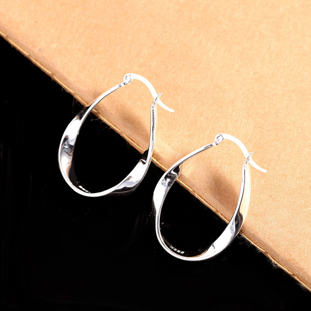 Big Geometric Earrings for Women Hoops Earrings Sparkly Glossy 925 Sterling Silver Square Studs Brincos