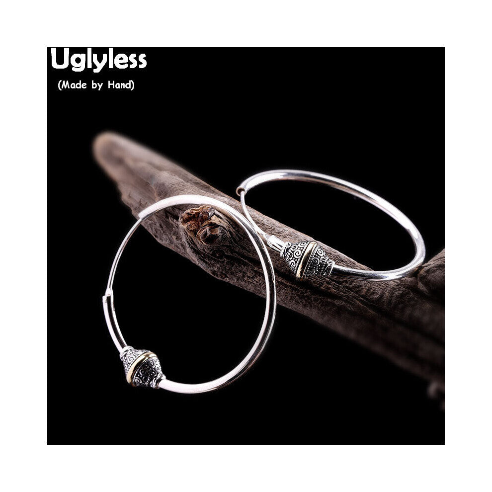 Exaggerated Big Size Ear Hoops Women Ethnic Circle Earrings Real 925 Sterling Silver Brincos Bijoux Fine Jewelry E1447