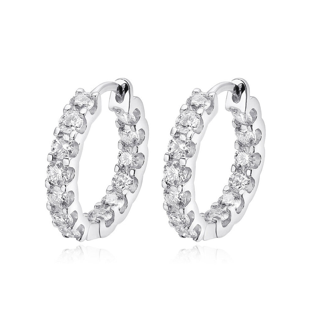 100% 925 Sterling Silver Real 2.6ct Moissanite Earring Hoops For Women Sparkling Wedding Party Fine Jewelry Gift