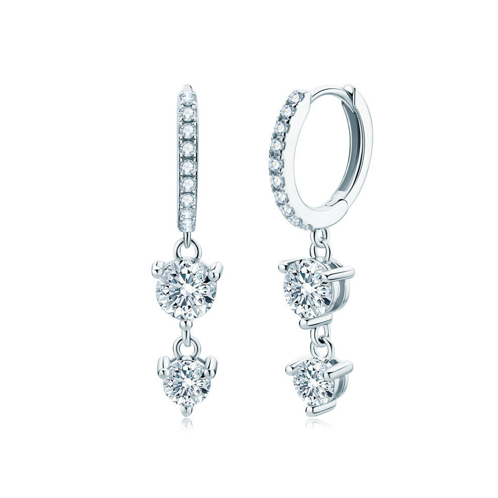 Real 4mm&5mm D VVS1 Moissanite Tassel Hoops Earrings Silver 925 Fine Jewelry for Women Accessories Wedding Gift