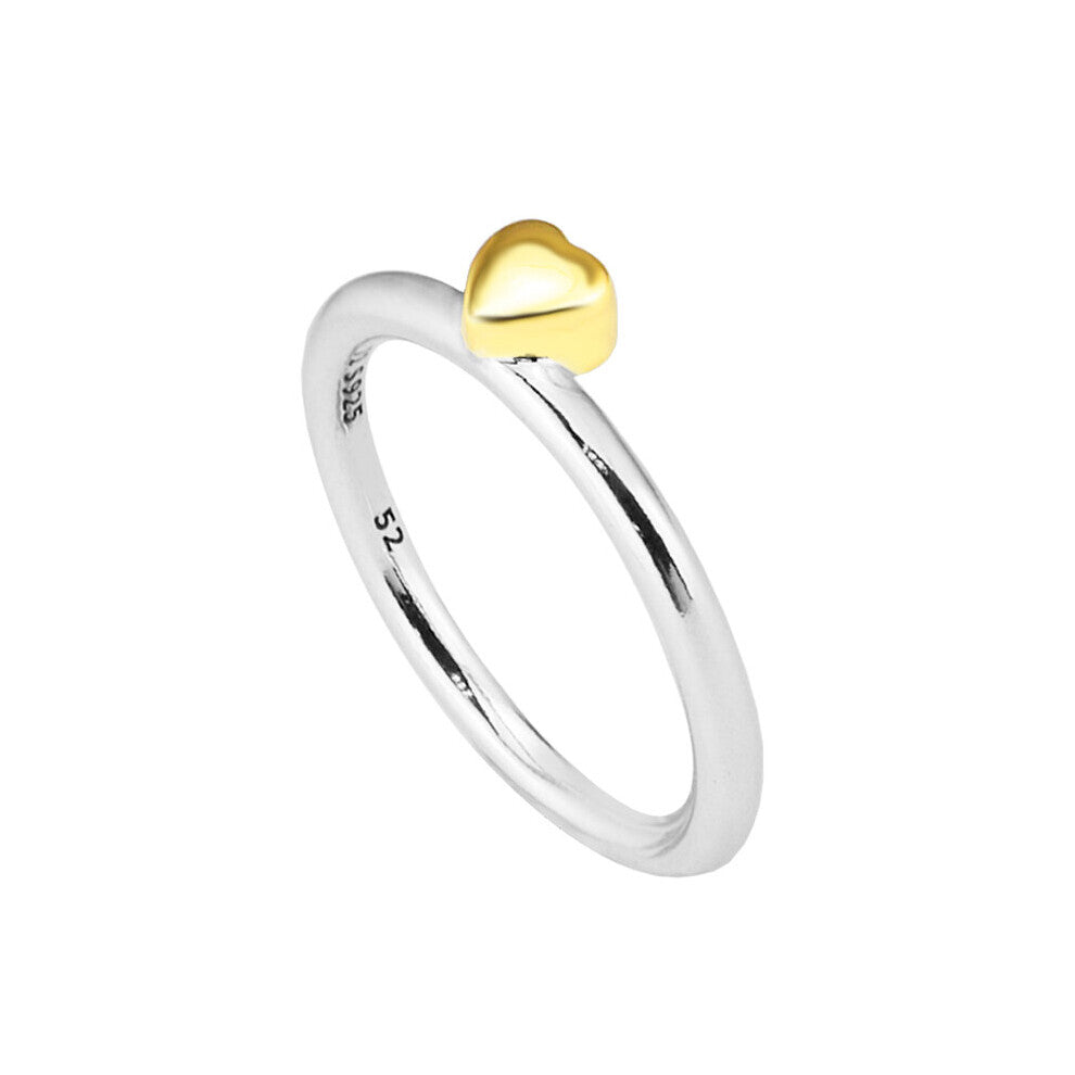 Puzzle Heart Rings with Light Yellow 100% 925 Sterling-Silver-Jewelry