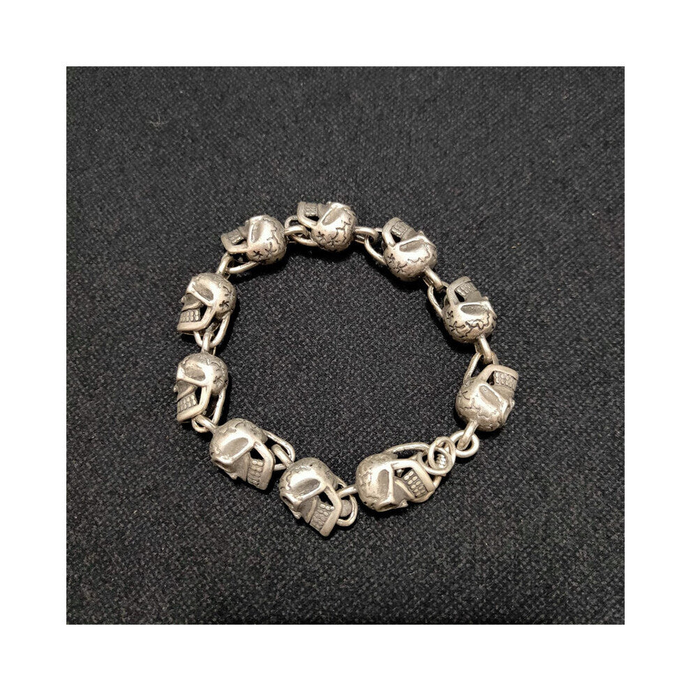 Hot Selling - Hand Hetian Old Tibetan Silver Skeleton Bracelet Jewelry Accessories Men Women Luck Gifts1