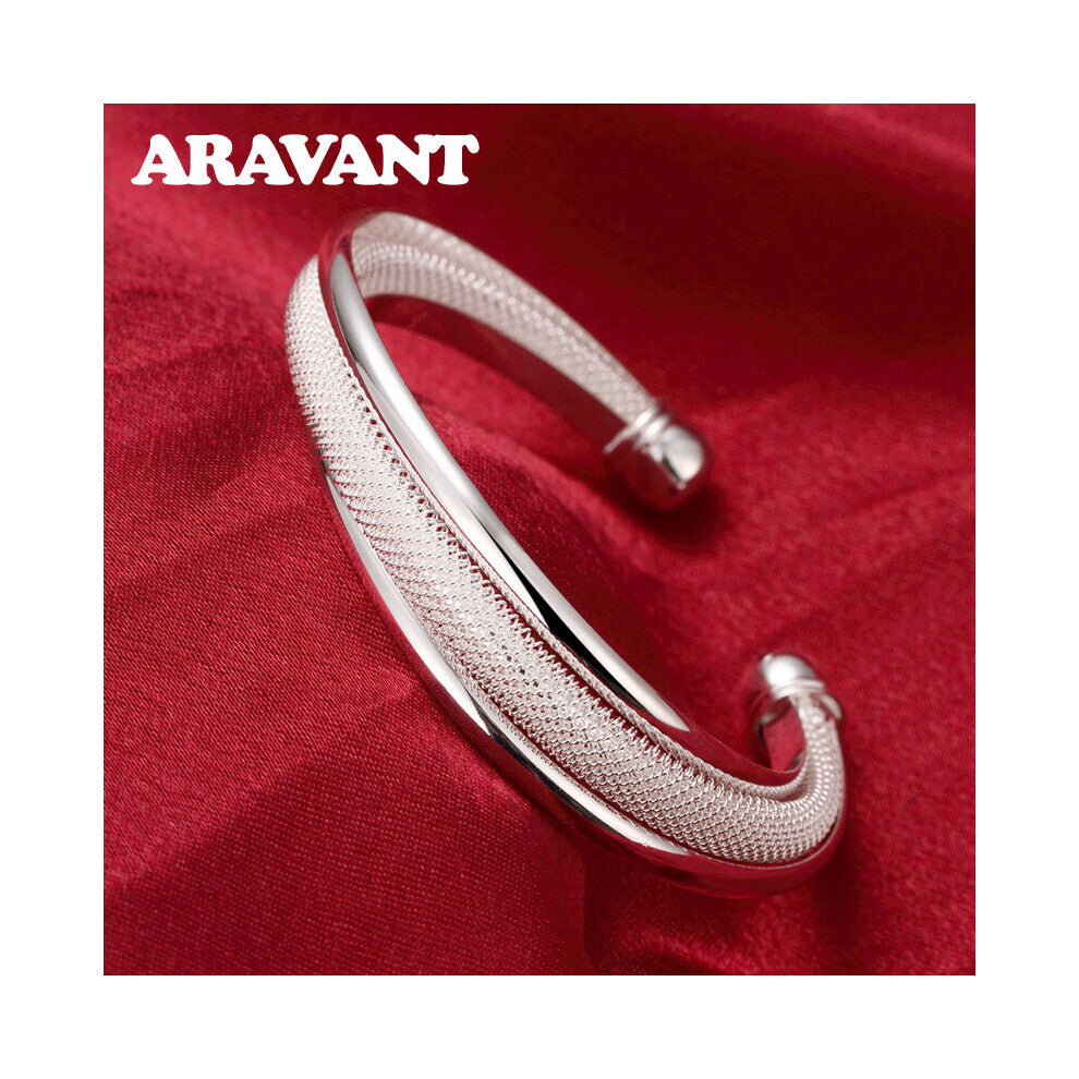925 Silver Vintage Open Cuff Bracelet&Bangles For Women Jewelry Top