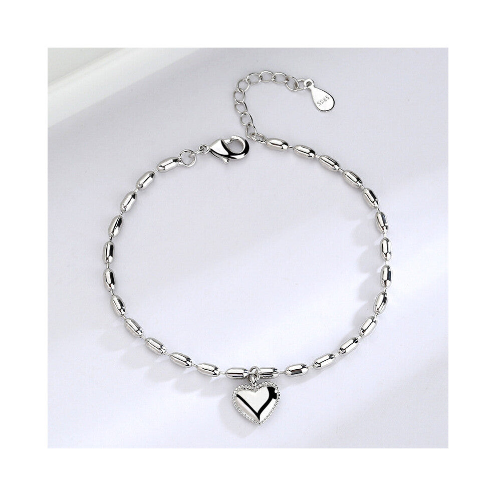 Silver Rice Grain Love Charm Bracelet Jewelry Ladies Anniversary Gift