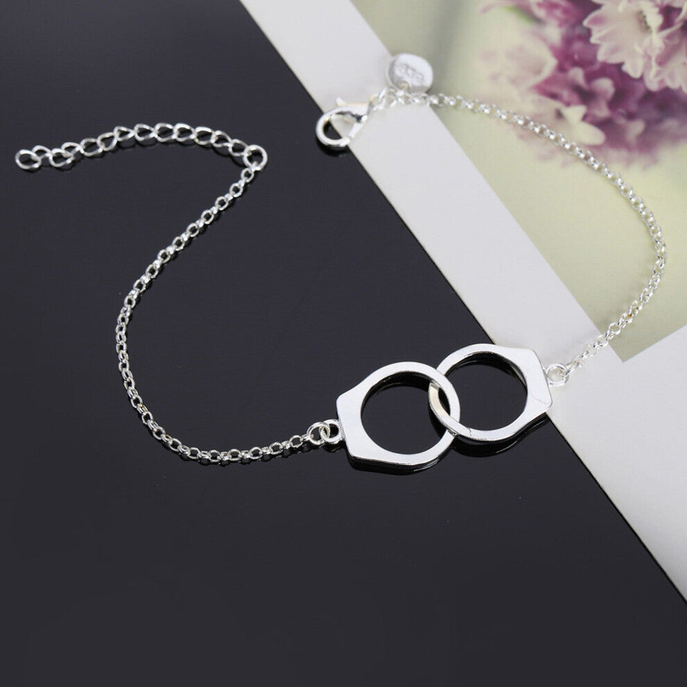 Street all-match 925 sterling Silver Handcuffs Chain Bracelets for Women Men Wedding party Couples Jewelry