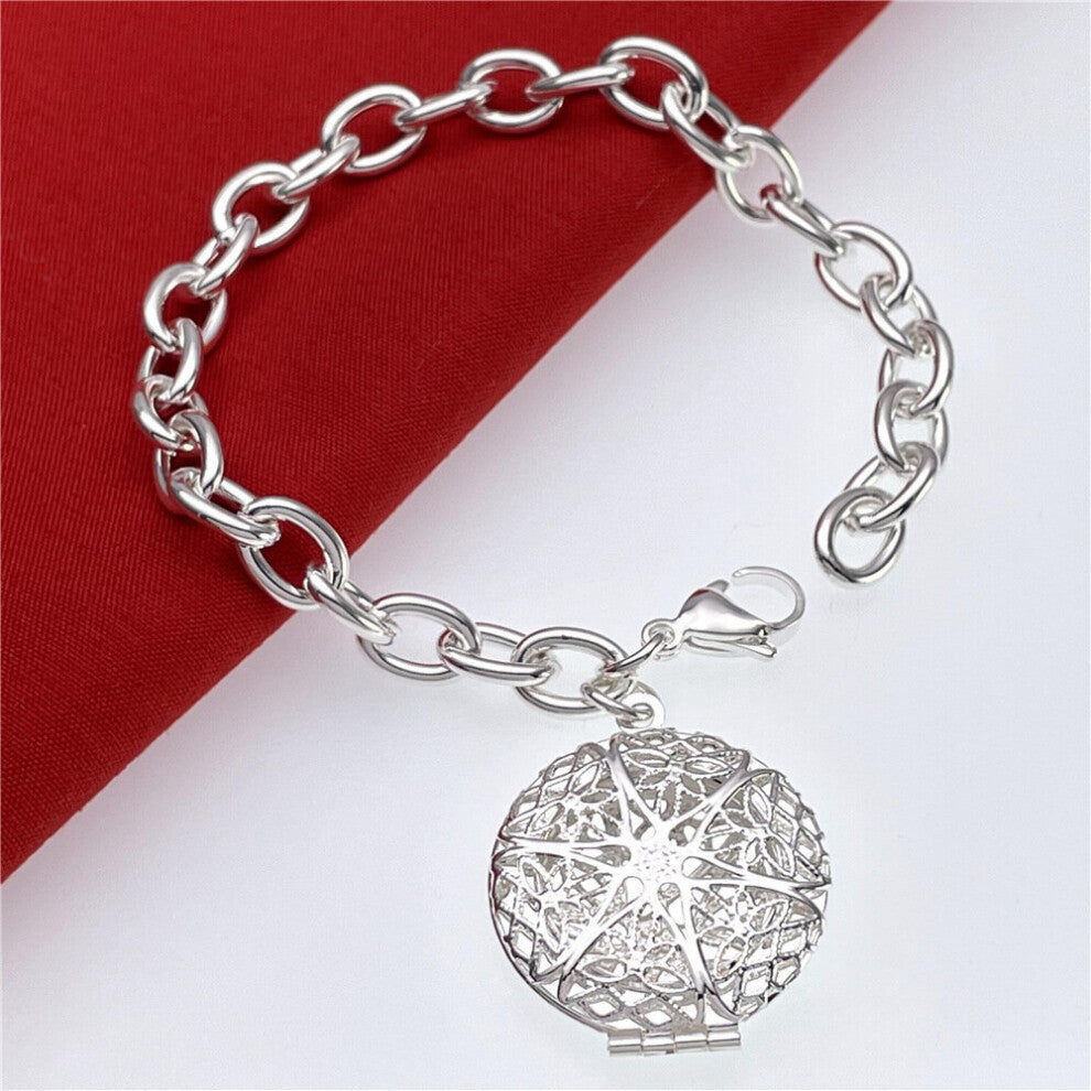925 sterling Silver Vintage round photo frame pendant Bracelet for Women Party Wedding Accessories Jewelry Gift