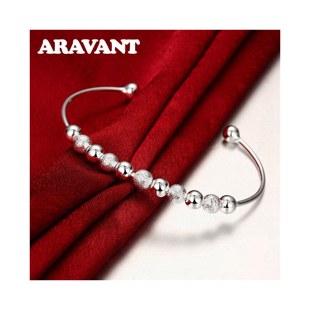 925 Silver Bead Open Adjustable Bracelet&Bangle For Women Jewelry