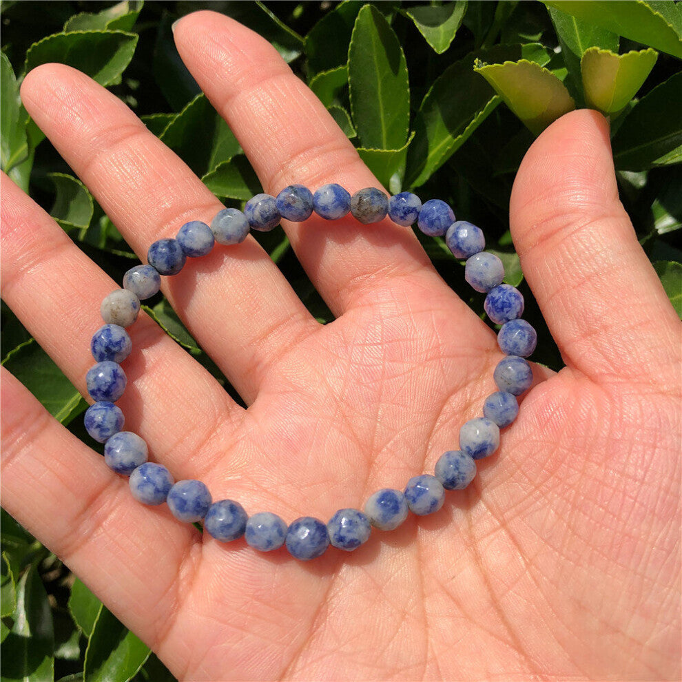 1 Pc Fengbaowu Natural Stone Spot Sodalite Bracelet 128 Faceted Round Bead Crystal Reiki Healing Jewelry Gift