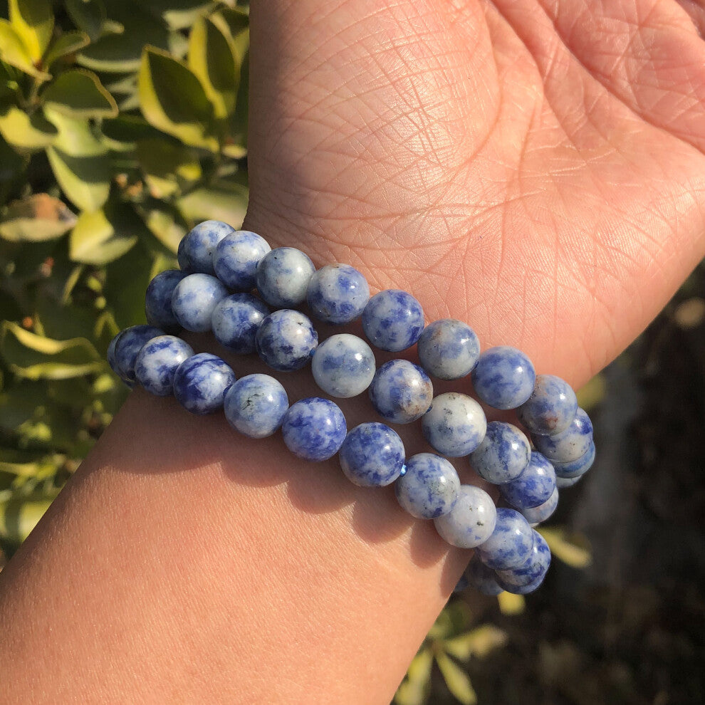 1 Pc Fengbaowu Natural Spotted Stone Sodalite Bracelet Round Beads Crystal Quartz Healing Women Men Jewelry Gift