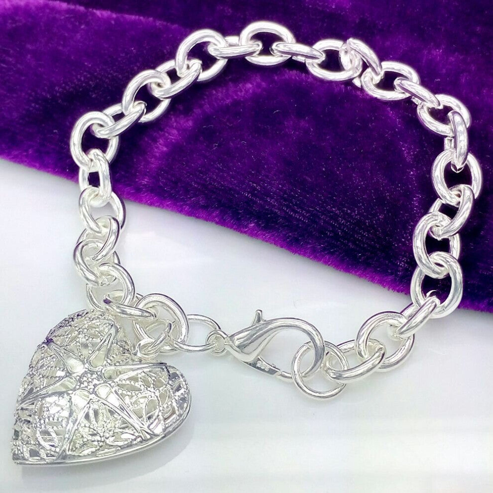Hot romantic heart Photo frame pattern 925 Sterling silver Bracelet for woman fine jewelry Wedding party Christmas