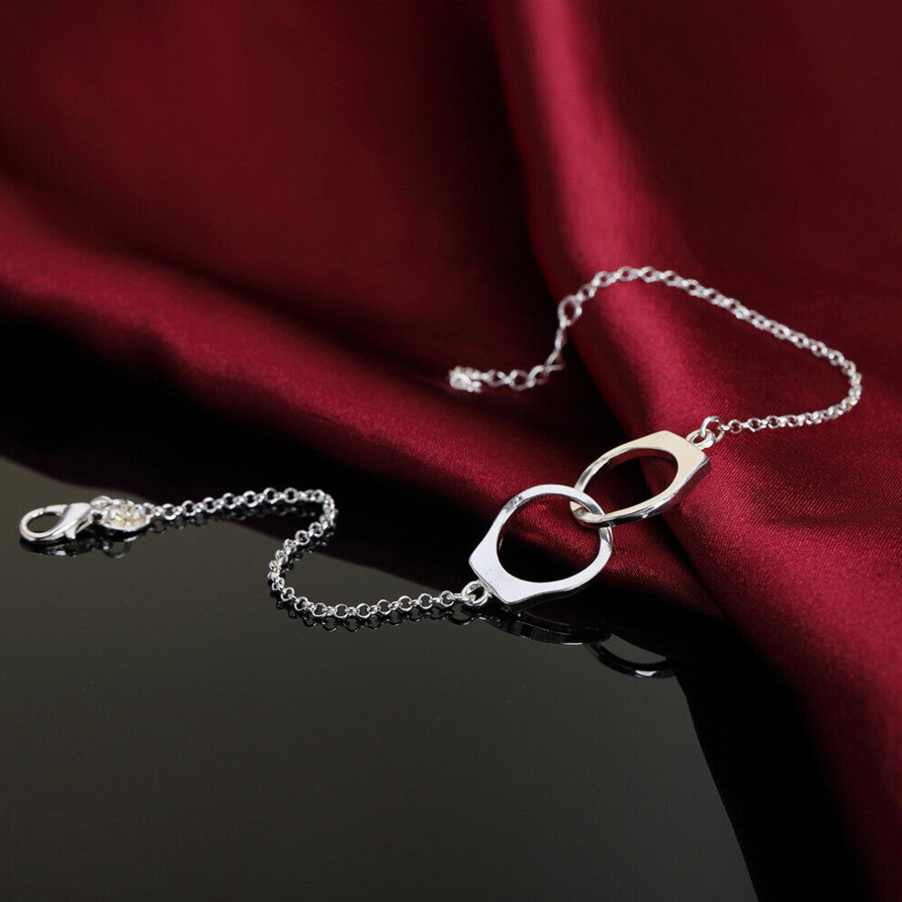 925 Sterling Silver Handcuffs Chain Bracelets for Women Men Wedding party Couples Jewelry birthday