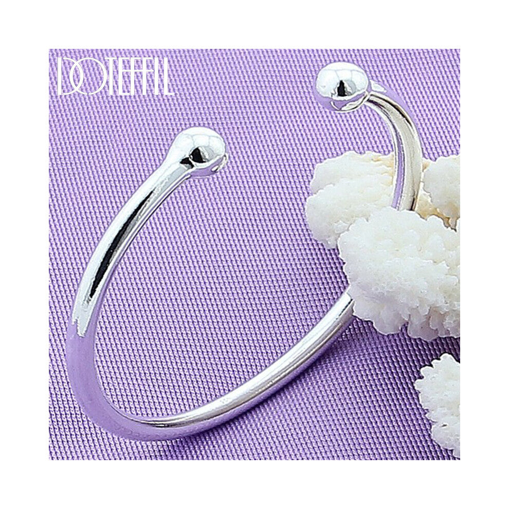 925 Sterling Silver 4mm Smooth Solid Bead Bracelet Cufflinks Bangles For Women Men Wedding Engagement Party Jewelry