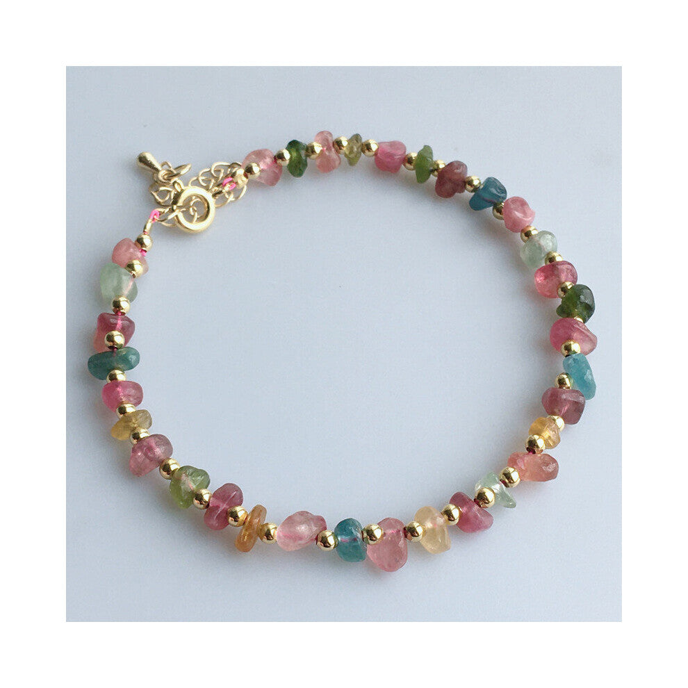 Colorful Tourmaline Bracelet Natural Stone Chip Beads Bracelets on Hand Jewelry Reiki Lucky Healthy