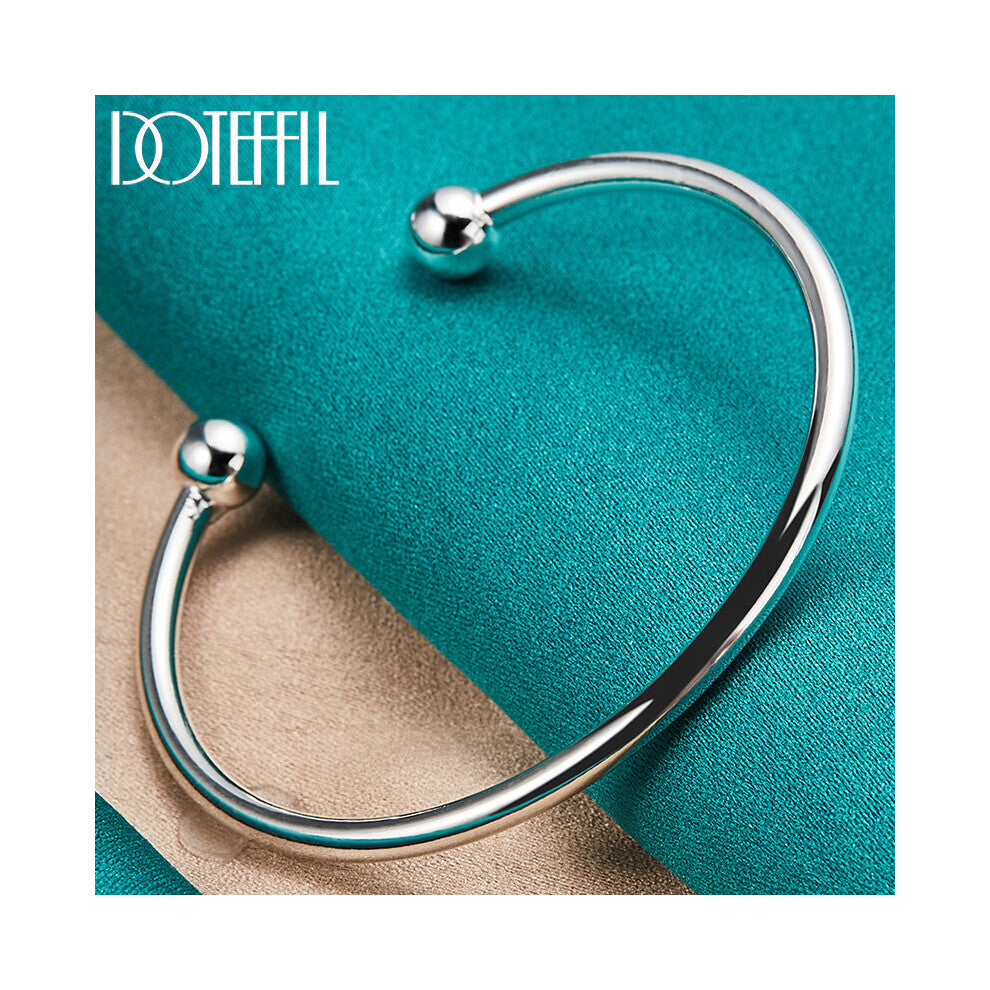 925 Sterling Silver 4mm Smooth Solid Bead Bracelet Cufflinks Bangles For Women Man Wedding Engagement Party Jewelry