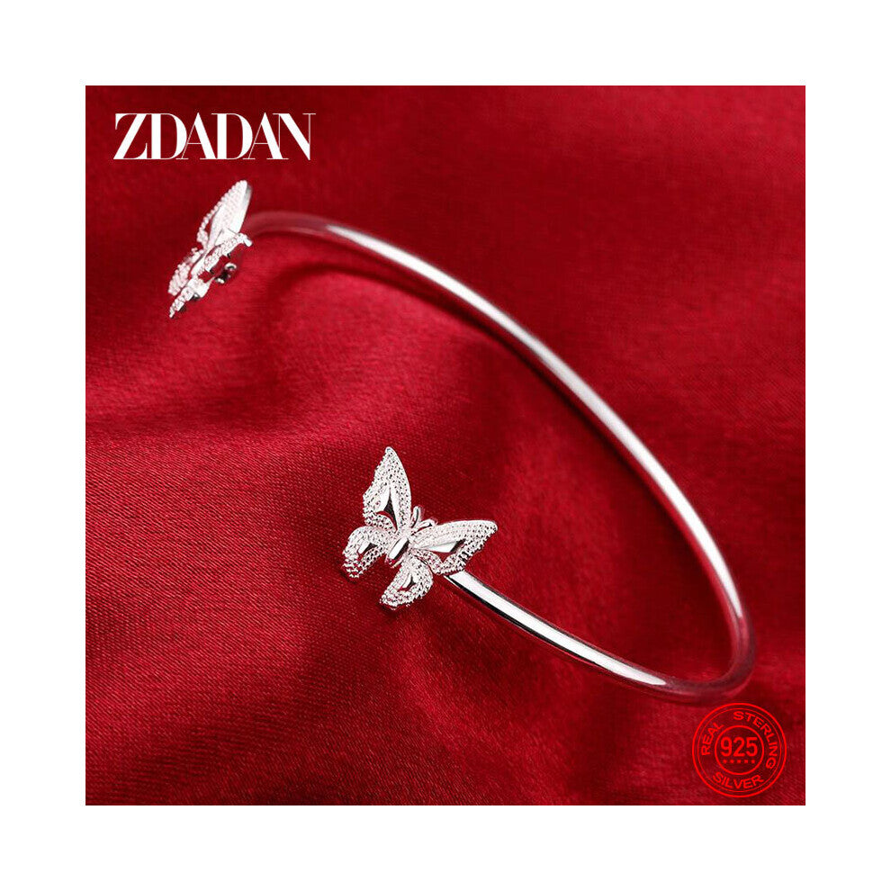 925 Sterling Silver Butterfly Shape Open Cuff Bracelet&Bangles For Women Jewelry Wedding