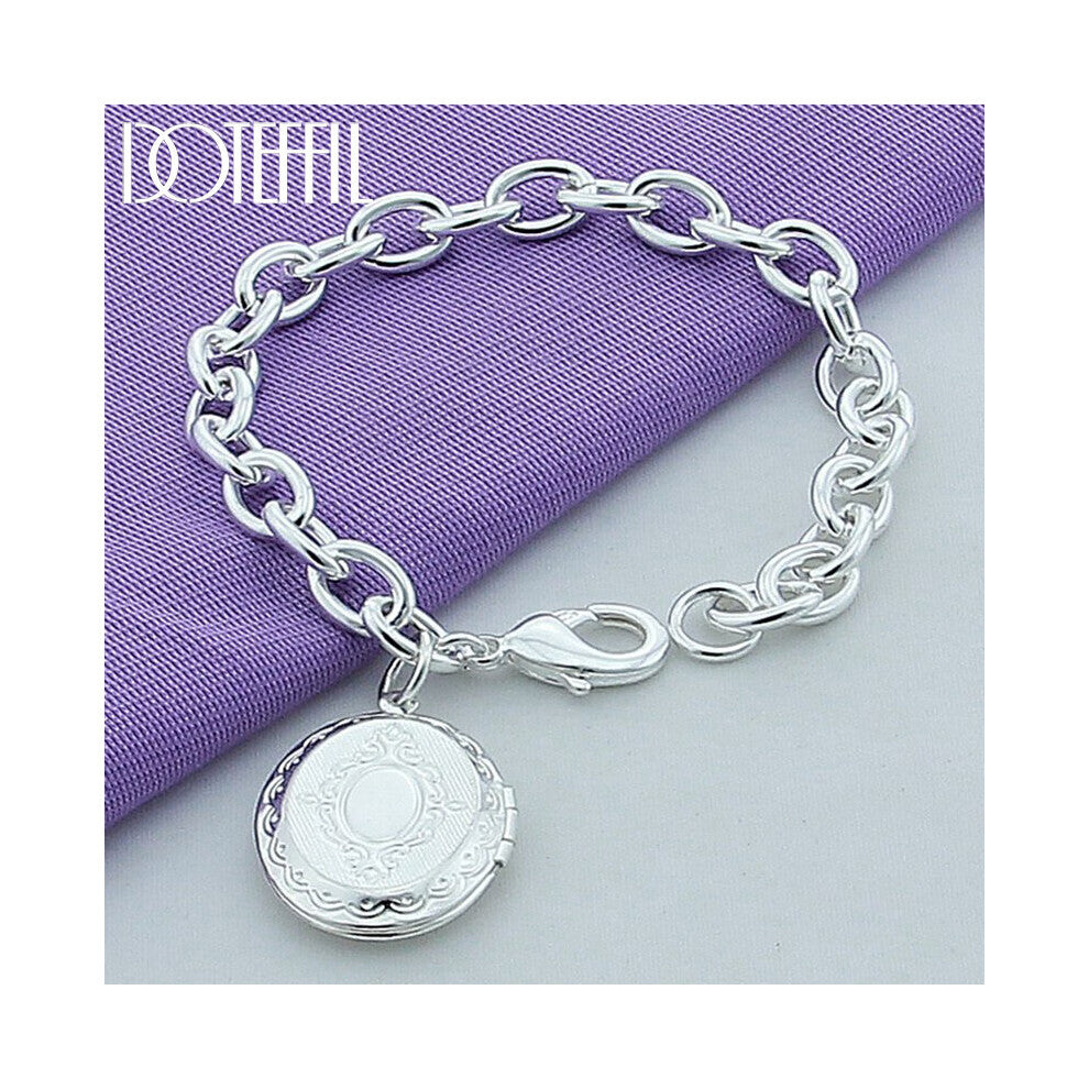 925 Sterling Silver Oval Photo Frame Pendant Bracelet Chain For Woman Charm Wedding Engagement Party Jewelry